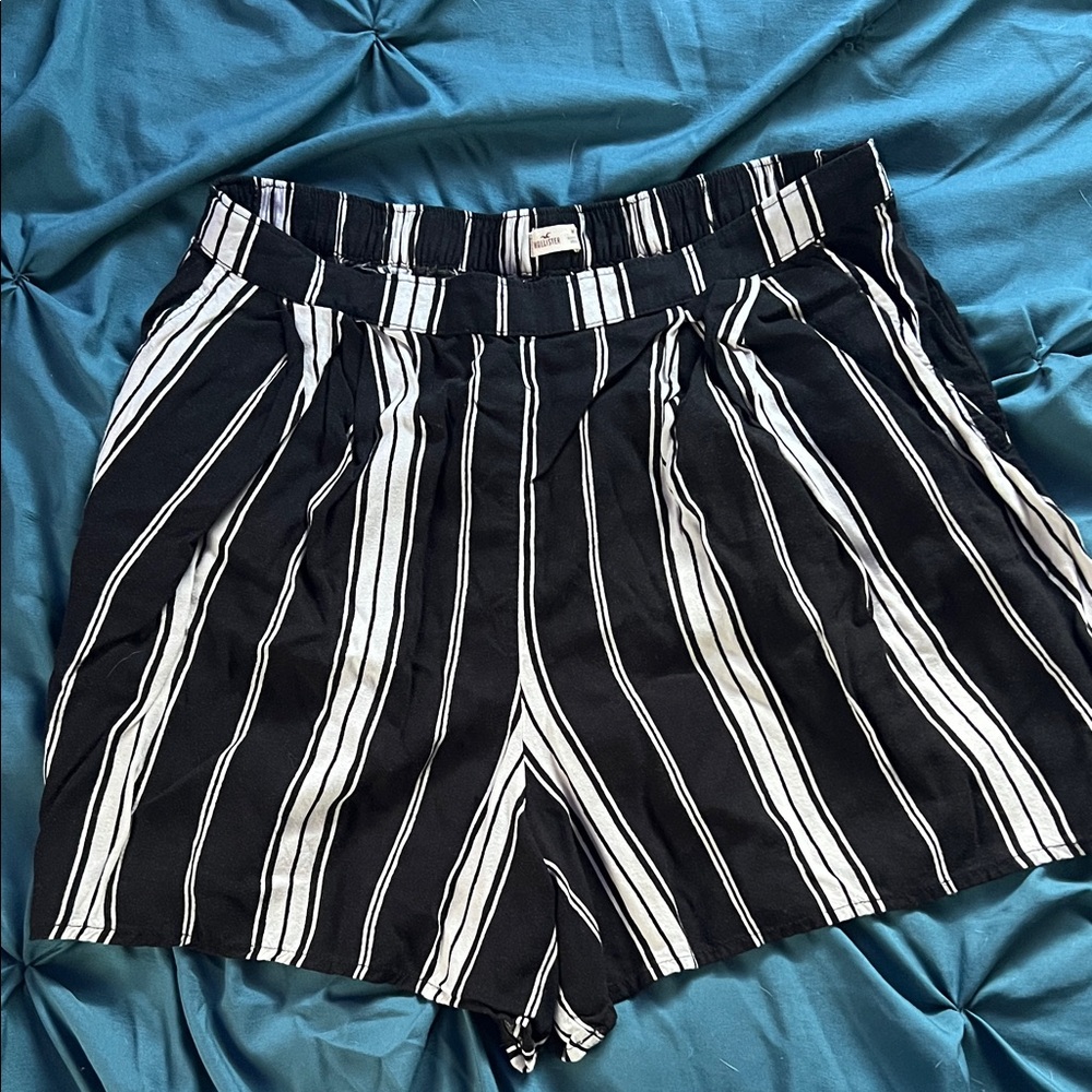 Black and White Striped Women's Shorts